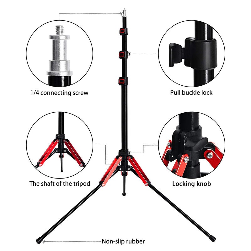FOSOTO Photography 75" Light Stand Super Lightweight Aluminum Alloy Tripod Light Stand Reverse Legs for Ring Lights Relfectors Softboxes Umbrellas Backgrounds Video Studio with Carry Bag - Image 3